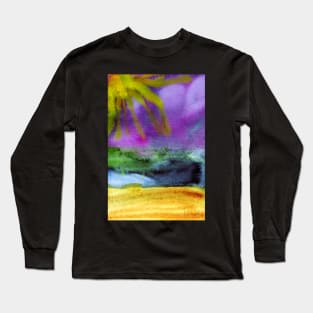 Woodbine Beach Watercolor Painting | Abstract Beach Day Art Long Sleeve T-Shirt